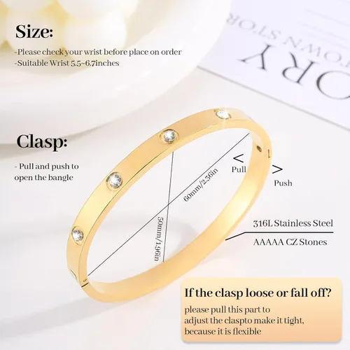 Vista 5 de Pulseras de oro para mujer - 4 piezas/3 piezas, juego de pulseras de tenis de 18K de oro chapado, elegantes pulseras de oro no manchadas de acero
