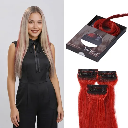 Vista 17 de WIGI 3 clips de cabello humano con reflejos, champán de 24 pulgadas #18A/60 Champaign Highlight
