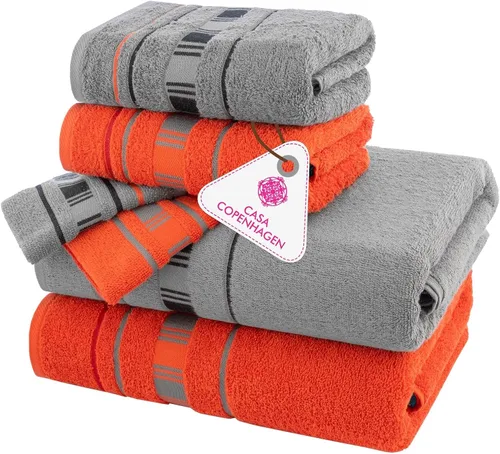 Vista 117 de CASA COPENHAGEN Exotic - Juego de 6 toallas de diseño de 100% algodón egipcio, color azul aguamarina, 550 GSM, 2 toallas de baño, 2 toallas de baño
