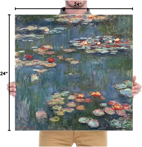 Vista 8 de Wieco Art Lienzo envuelto en galería de lirios de agua 1916 por Claude Monet famosas pinturas al óleo, obra de arte sobre lienzo, arte de pared