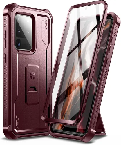 Vista 10 de Dexnor Funda de cuerpo completo para Samsung Galaxy S20 Ultra de 6.9 pulgadas, protector de pantalla y soporte integrados, protección de grado