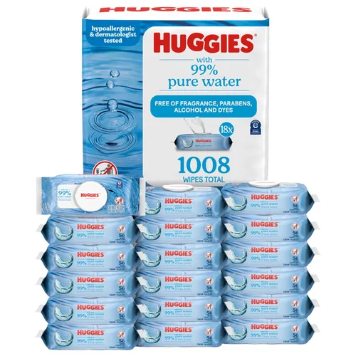 Vista 10 de Huggies Toallitas para bebés 99% de agua pura, sin perfume, 9 paquetes, 504