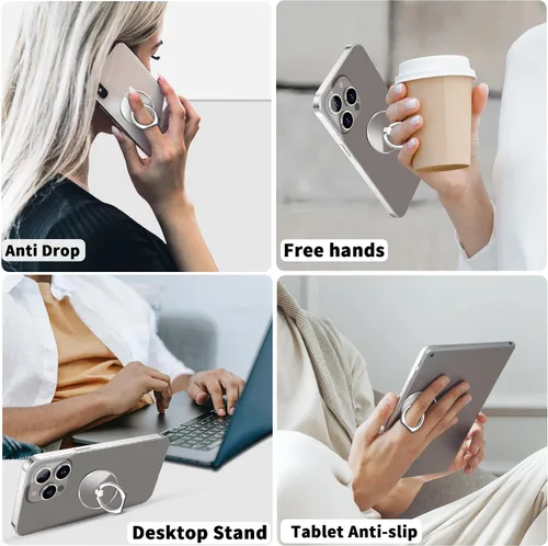 Vista 6 de TACOMEGE Soporte transparente para teléfono celular, soporte de anillo de dedo transparente para teléfono inteligente, accesorios de funda