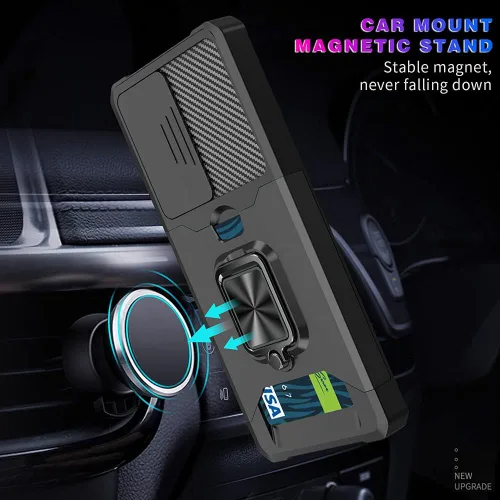 Vista 3 de Funda para teléfono Samsung Galaxy A32 5G con protector de pantalla, soporte para tarjetas, soporte de soporte, resistente, delgada, a prueba