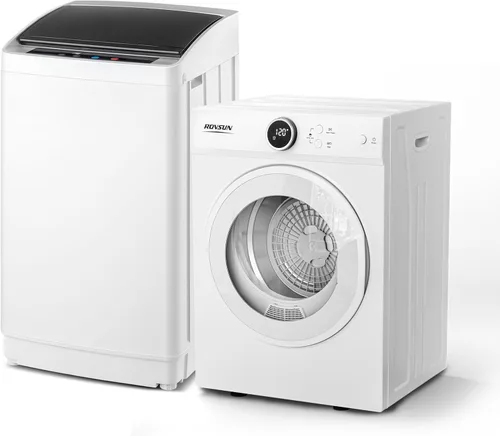 Vista 13 de ROVSUN Juego de lavadora completamente automática de 17.6 libras y secadora de ropa portátil de 1.5 pies cúbicos, juego combinado de lavadora