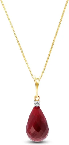 Vista 2 de Galaxy Gold GG Collar de oro amarillo de 14 quilates con diamante rubí, Metal, Rubí