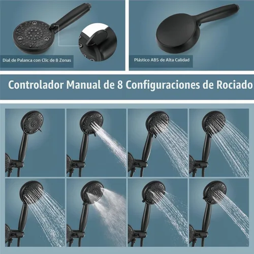 Vista 7 de Aolemi Juego de grifo de ducha dual 8 modos de cabeza y mango Kit negro