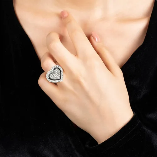 Vista 8 de Lavencious Anillos elásticos de diamantes de imitación en forma de corazón para mujer, talla 7-9
