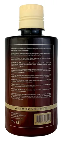 Vista 6 de AMAZONICA BELEZA Acondicionador Oro de Cari, hidratación intensiva para cabello seco con aceite de argán y vitamina E, línea profesional, 10 onzas