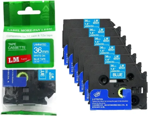 Vista 41 de 2/Pack LMe561 Premium 1.5" Black Print on Blue Label Tape, Compatible with Brother TZe-561 P-Touch Tape 36mm Laminated Replacement Label Tape.