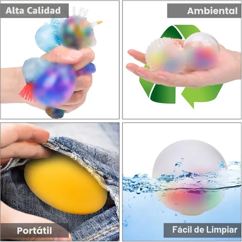 Vista 5 de Paquete de 20 bolas antiestrés, bolas esponjosas, bolas para apretar para adultos Bolas para aliviar el estrés, rellenos de caja de premios