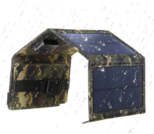 Vista 2 de Panel solar de carga de 10 W 5 V, bolsa plegable solar, panel de carga portátil al aire libre para teléfono móvil o mini ventilador, con un cable