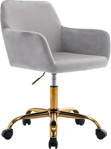 Vista 15 de KCC Silla de Tocador de Maquillaje de Tela de Pana, Sillón Giratorio Esponjoso Moderno con Ruedas, Tapizada Mullida de Altura Ajustable para Niñas