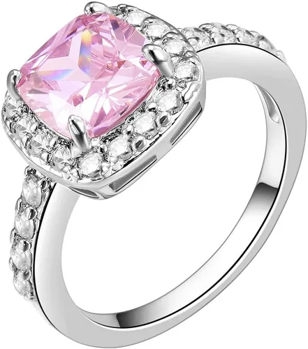Vista 8 de Anillos cuadrados CZ de la colección Impression para boda, fiesta, cócteles, clásico, de moda Azul Aqua