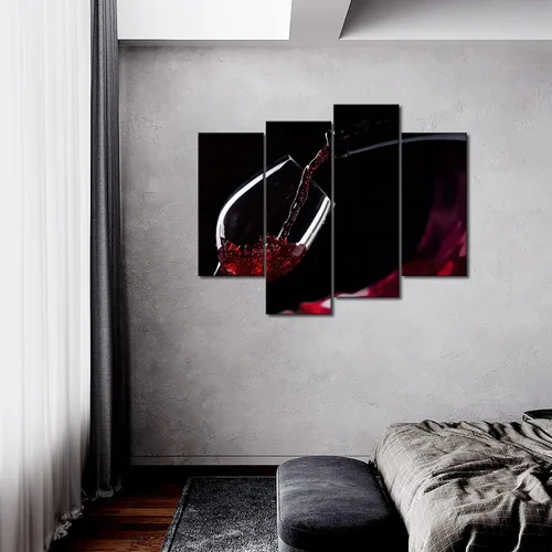 Vista 2 de First Wall Art - Pintura de cuadros de vino tinto en el vaso, fotos de pinturas de comidas en loca para regalo de decoración para el hogar