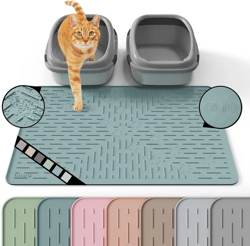 Vista 15 de OHMO Alfombrilla Grande para Arena de Gatos Alfombrilla de Captura Premium Goma de Silicona 31.5 x 23.6 pulgadas Gris Ceniza, Alfombrilla para Caja