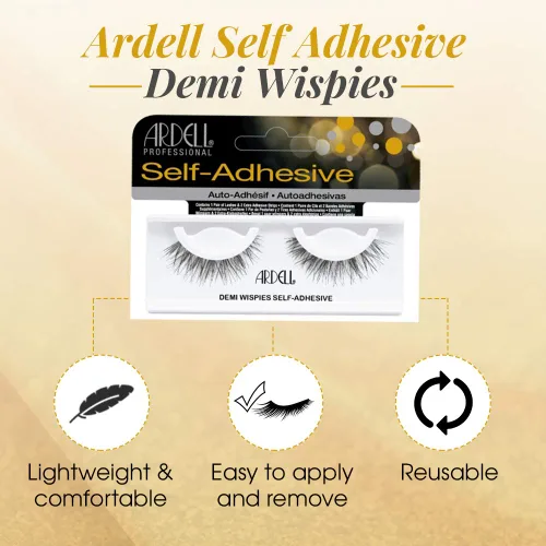 Vista 2 de Ardell Demi Wispies - Pestañas postizas autoadhesivas, reutilizables, ligeras, de aspecto natural, no necesita pegamento, paquete de 4