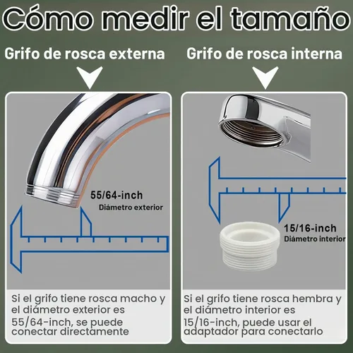 Vista 6 de Grifo giratorio de cocina aireador de repuesto para grifo rociador, corto