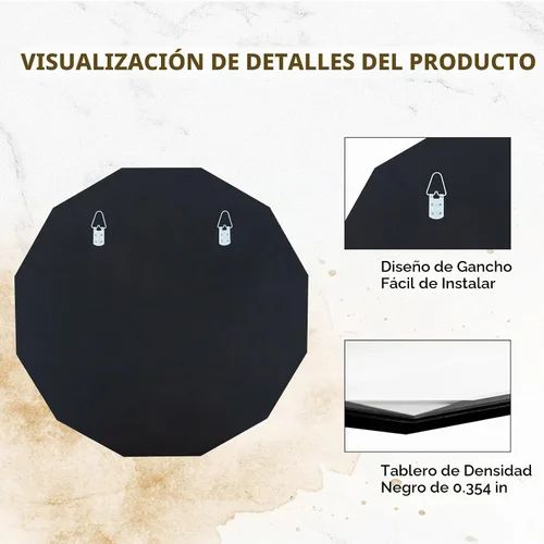 Vista 4 de QDSSDECO Espejo de pared irregular de 24 x 24 pulgadas, borde biselado sin Diamante