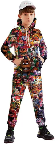 Vista 5 de Conjunto de sudadera con capucha para niños con estampado 3D para niños, sudadera sin botones, traje deportivo unisex