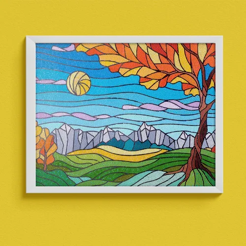 Vista 3 de DIAMOND ART BY LEISURE ARTS Kits de pintura de diamantes para adultos de 16 x 20 pulgadas, vista avanzada de vidrio tintado, taladro completo, kits
