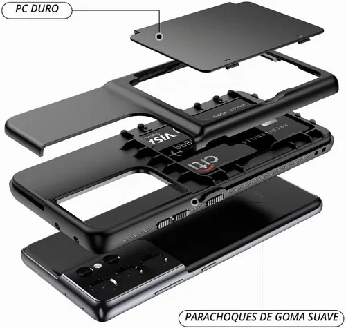 Vista 4 de WeLoveCase Funda tipo cartera para Samsung Galaxy S21 Ultra con tarjetero y espejo oculto, protector protector a prueba de golpes resistente