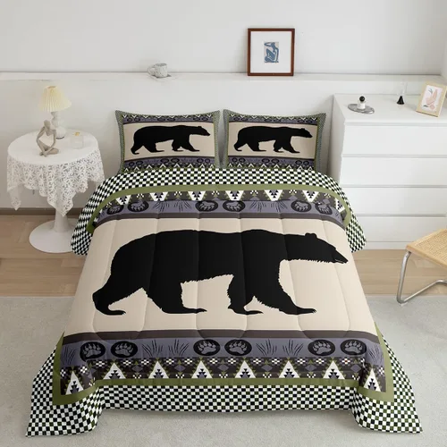 Vista 32 de Erosebridal Juego de edredón con temática de pesca, juego de ropa de cama rústica de granja tamaño individual para niños, adolescentes y adultos