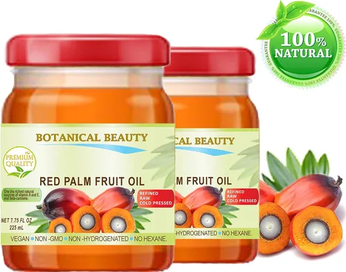 Vista 2 de RED Aceite de fruta de palma brasileño 100% puro refinado sin diluir prensado en frío Super Food 7.75 Fl.oz 7.6 fl oz por Botanical Beauty