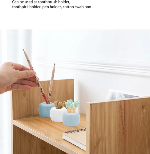 Vista 3 de Paquete de 4 mini soportes de cerámica para cepillos de dientes individuales mínimos para baño