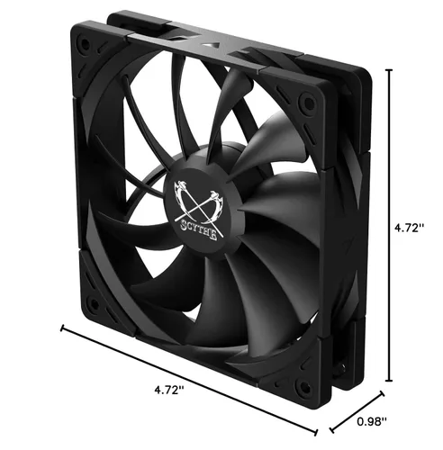 Vista 8 de Scythe Kaze Flex II 120 PWN - 1200 RPM, 1200 RPM, 4.724 in x 0.984 in, flujo de aire optimizado y silencioso ventilador de carcasa de computadora