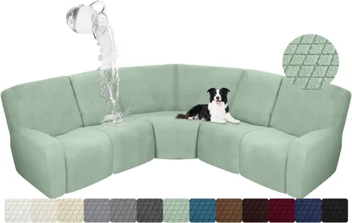 Vista 25 de ALIECOM Funda para Consola Central de Sillón Reclinable, Funda Elástica para Sofá Seccional Reclinable en Forma de L, Funda de Esquinas para Sofá