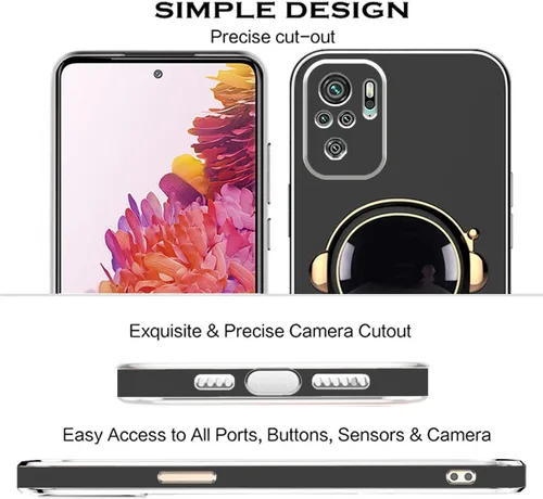 Vista 6 de Compatible con Redmi Note 10s Funda con chapado creativo astronauta de dibujos animados rosa, para Xiaomi Redmi Note 10 0.14 oz, funda de teléfono