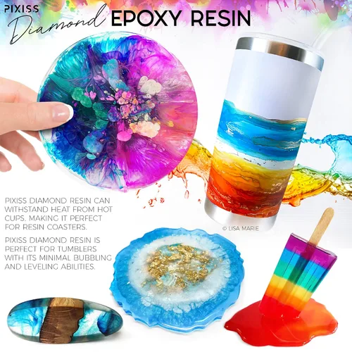 Vista 7 de Pixiss Kit de resina epoxi de 2 galones, resina de arte transparente y endurecedor con guantes, esparcidor, varillas de mezcla de silicona