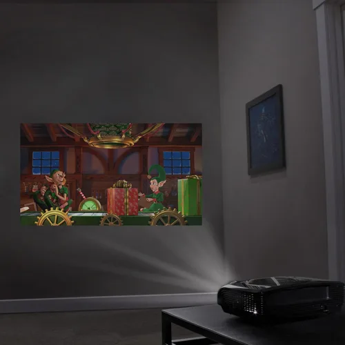 Vista 8 de HoliScapes® Kit de proyector USB - Taller de Santas + proyector + pantalla de proyección de 48 x 72 pulgadas