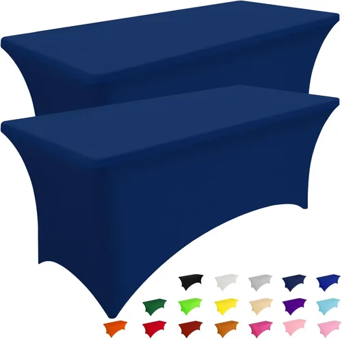 Vista 12 de Smiry Paquete de 2 Manteles de Spandex de 6 Pies, Manteles Elásticos Ajustables Extensibles, Lavables y Sin Arrugas, Cubierta Rectangular para Mesa