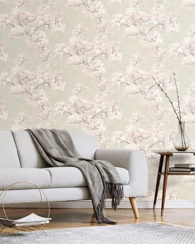 Vista 5 de NextWall Cherry Blossom Grove - Papel tapiz para despegar y pegar (pergamino y rosa)