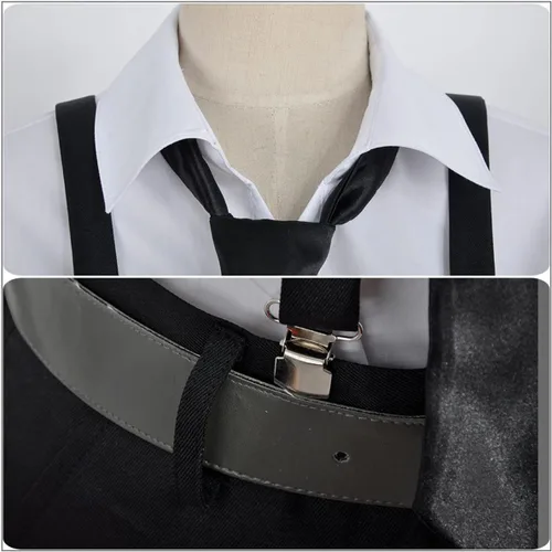 Vista 4 de Weixu Nakajima - Disfraz de uniforme de cosplay con corbata para fiesta de Halloween
