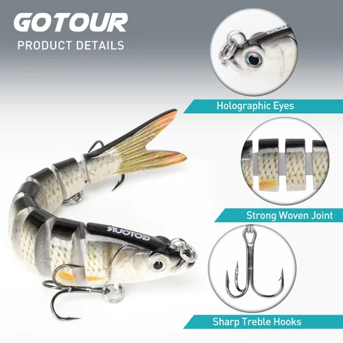 Vista 3 de GOTOUR Fishing Lures for Freshwater or Saltwater, Easy to Use for Family Fishing Beginner and Pros, Most Lifelike Jointed Swimbait，Slow Sinking Bass