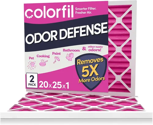 Vista 24 de Colorfil - Filtro de aire de 12 x 12 x 1 pulgadas, filtros que cambian de color para olores de gatos y perros, filtro de aire acondicionado MERV 8