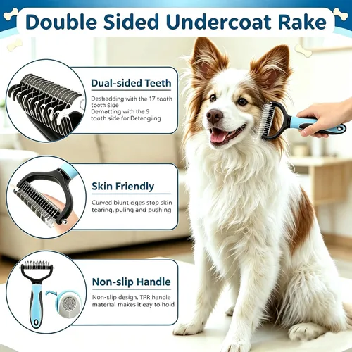 Vista 3 de Dog Brush for Shedding,Pet Slicker Hair Brush Kit in One Bag 8 PCS