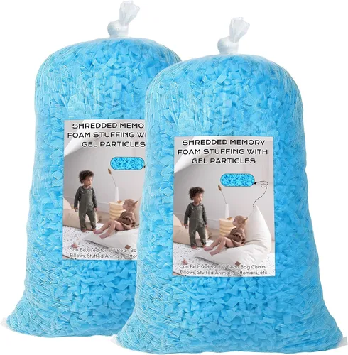 Vista 9 de Relleno de puf, relleno de espuma viscoelástica triturada de 5 libras, relleno de silla de puf, recarga de relleno para puf, relleno de saco