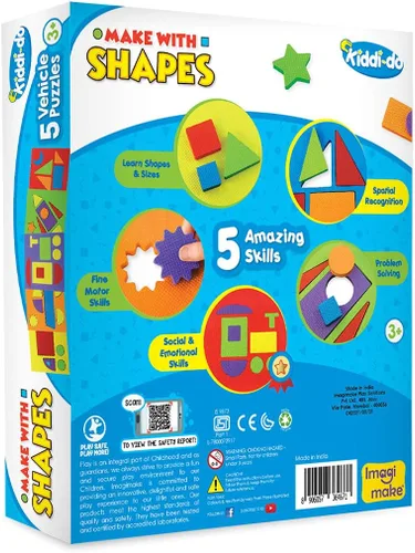 Vista 5 de Imagimake Make with Shapes - Rompecabezas de vehículos para niños a partir