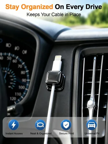 Vista 3 de Paquete de 8 Organizadores de Cables con Soporte, Costop Fuerte Adhesivo Magnético para Gestión de Cables de Escritorio, Fácil de Abrir, Organiza
