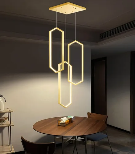 Vista 15 de Lámpara colgante regulable de 3 anillos para ajustar mini lámpara LED de techo para cocina, isla, comedor, sala de estar, dormitorio, dorado