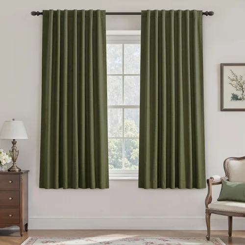 Vista 49 de UHITECH Cortinas opacas de 35 pulgadas de largo para sala de estar, 2 paneles, cortina opaca corta para cocina para ventanas pequeñas, cortinas