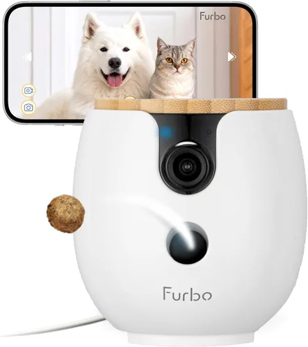 Vista 11 de Furbo 360° Cámara para Gatos: Cámara de Seguridad para Mascotas con Alertas de Miauidos, Vista Rotatoria, Lanzamiento de Golosinas con Aplicación