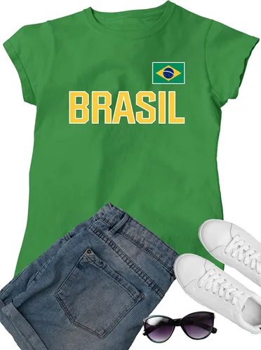 Vista 3 de Go All Out Camiseta para mujer Team Brasil Flag Pride