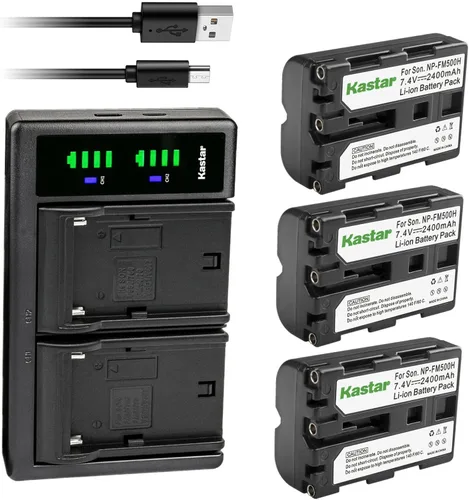 Vista 6 de Kastar LTD2 - Cargador de batería USB para Sony NP-FM500 NP-FM500H, cargador BC-VM10 AC-SQ950, Sony DSLR-A100, A200, A300, A350, DSLR-A450