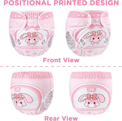 Vista 5 de Littleforbig Lavable Ajustable Reutilizable Impermeable Tela Adulto Pañal Wrap Cover - Bebé Usagi Patrón S