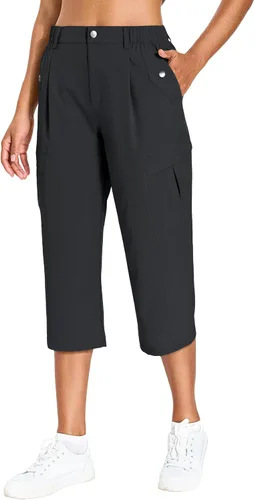 Vista 8 de Women's Quick Dry Hiking Pants Lightweight Cargo Capris Verde militar